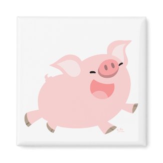 Cheerful Cartoon Pig magnet magnet