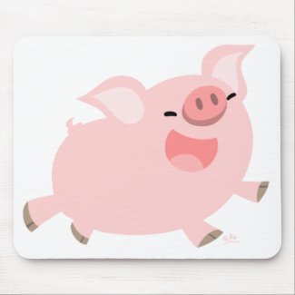 Cheerful Cartoon Pig mousepad mousepad