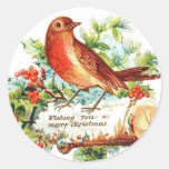 Cheerful Christmas Greetings Round Stickers