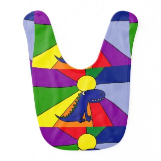 Cheerful Dragon and Rainbow and Sun Art Baby Bib