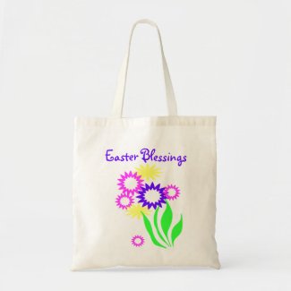 Cheerful Easter Flowers Canvas Bag