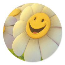 Cheerful Flowers Smile Round Stickers