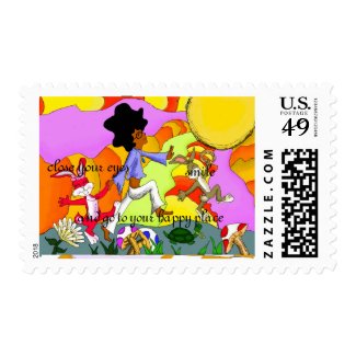 Cheerful Happy Place Postage Stamp