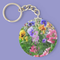 Cheerful pansies keychain keychains
