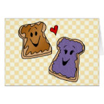 Cheerful Peanut Butter and Jelly Cartoon Friends Cards