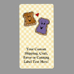 Cheerful Peanut Butter and Jelly Cartoon Friends Custom Shipping Labels