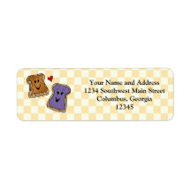 Cheerful Peanut Butter and Jelly Cartoon Friends Return Address Label