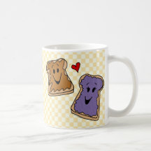 Cheerful Peanut Butter and Jelly Cartoon Friends Mug