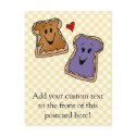 Cheerful Peanut Butter and Jelly Cartoon Friends postcards
