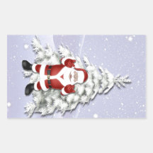 Cheerful Santa and Snowy Christmas Tree Stickers