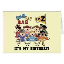 Cheerleader 2nd Birthday Tshirts and Gifts Greeting Cards