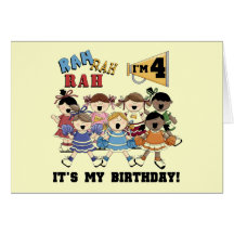 Cheerleader 4th Birthday T-shirts and Gifts Greeting Card