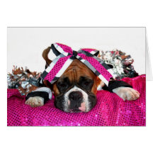 Cheerleader Boxer greeting card