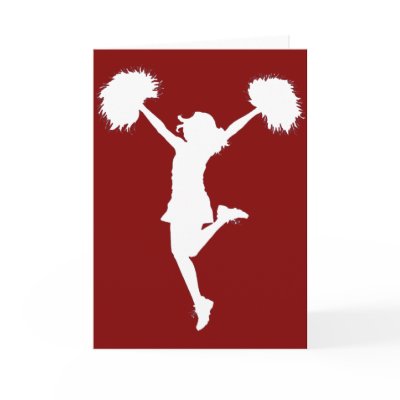 Cheerleader Cheerleading Outline Art by Al Rio Greeting Card