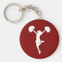 Cheerleader Cheerleading Outline Art by Al Rio Key Chain