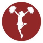 Cheerleader Cheerleading Outline Art by Al Rio Round Stickers