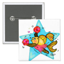 Cheerleader Fish cute funny sparky comics Cheer Buttons