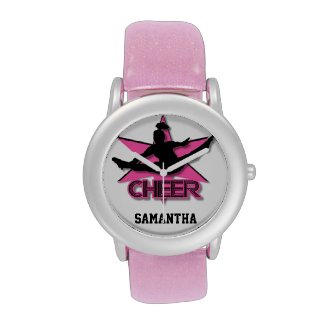 Cheerleader glitter wrist watch in pink