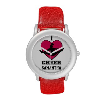 Cheerleader glitter wrist watch in red