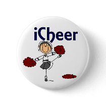 Cheerleader I Cheer Stick Figure buttons