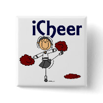 Cheerleader I Cheer Stick Figure buttons