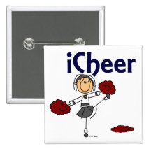 Cheerleader I Cheer Stick Figure Pin