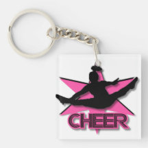 Cheerleader in pink acrylic keychains