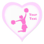 Cheerleader In Pink With Pink Heart Border Sticker