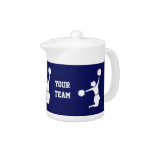 Cheerleader In Silhouette Jumps On Teapot Blue