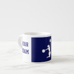 Cheerleader In Silhouette Jumps With Poms Blue Espresso Cup