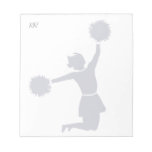 Cheerleader In Silhouette Jumps With Poms Memo pad