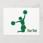 Cheerleader In Silhouette Jumps With Poms Postcard
