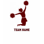 Cheerleader In Silhouette Jumps With Poms Red Tee