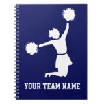 Cheerleader In Silhouette With Poms Blue Notebook