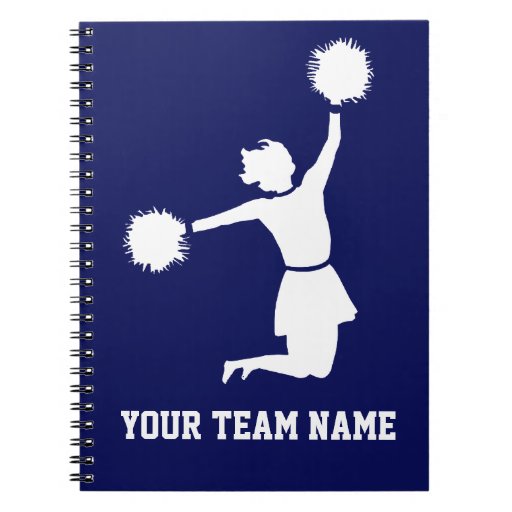 Cheerleader In Silhouette With Poms Blue Notebook