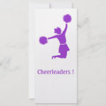 Cheerleader In Silhouette With Poms Rack Card