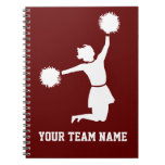 Cheerleader In Silhouette With Poms Red Notebook