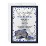 Cheerleader Photo Invitation Blue