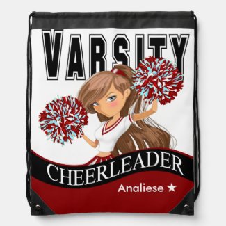 Cheerleader Team Colors | burgundy black Drawstring Bag