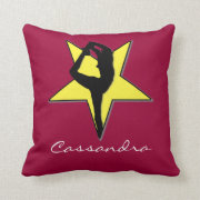 cheerleader yellow and red throw pillow