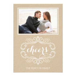 Cheers craft paper rustic Christmas flat photo Personalized Invitation