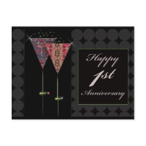 Cheers - Happy 1st Anniversary postcards by aslentz Cheers - Happy 1st Anniversary postcards