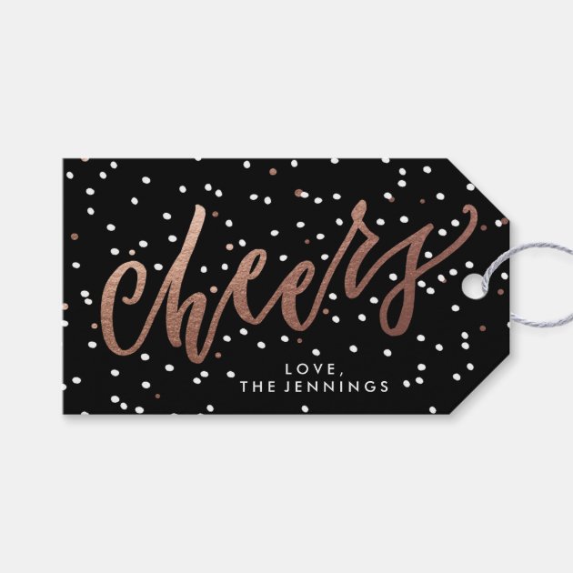 Cheers Personalized Holiday Gift Tag // Rose Gold Pack Of Gift Tags
