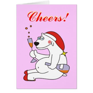 Cheers Polar Bear with Champagne New Years Cards