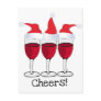 CHEERS! RED WINE AND CHRISTMAS HATS PRINT POST CARDS
