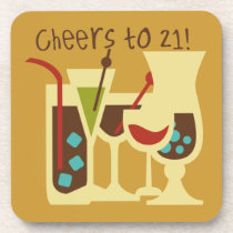 Cheers to 21 Birthday cork coasters