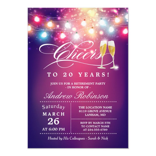 Cheers To Retirement Party Champagne String Lights Card