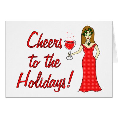Cheers To The Holidays! Sparkling Wine Goddess Greeting Cards