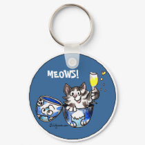 Cheers Toasting  Kitty Cat Cartoon Cute Keychains