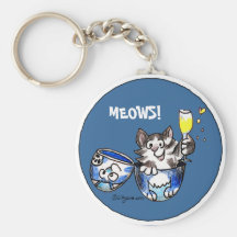 Cheers Toasting  Kitty Cat Cartoon Cute Keychains